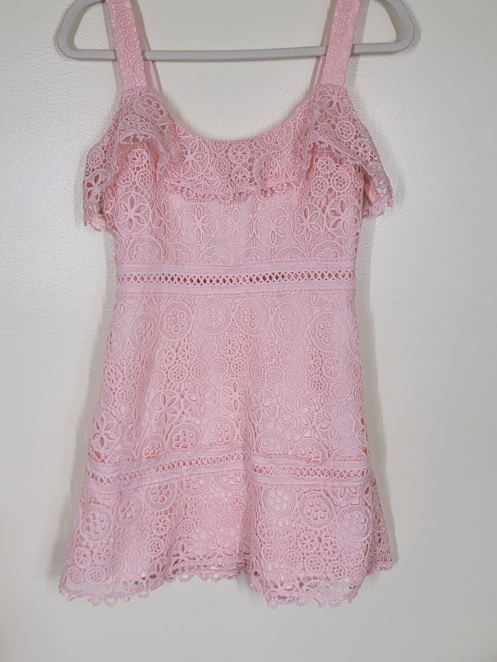 Lovers + Friends Happy Hour Mini Dress Pink Lace Size Small - Picture 3 of 6